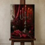 Premium Wall Art Dikey Html Edition – NM3-RED-CB-V-003 displayed on a studio easel