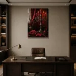 Premium Wall Art Dikey Html Edition – NM3-RED-CB-V-003 displayed in a contemporary gallery-inspired room