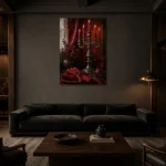 Premium Wall Art Dikey Html Edition – NM3-RED-CB-V-003 shown in a warm modern interior