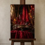 Premium Wall Art Dikey Html Edition – NM3-RED-CB-V-004 displayed on a studio easel