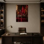 Premium Wall Art Dikey Html Edition – NM3-RED-CB-V-004 displayed in a contemporary gallery-inspired room