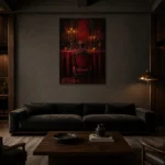 Premium Wall Art Dikey Html Edition – NM3-RED-CB-V-005 shown in a warm modern interior