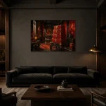 Premium Wall Art Yatay Html Edition – NM3-RED-LO-H-002 shown in a warm modern interior