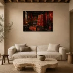 Premium Wall Art Yatay Html Edition – NM3-RED-LO-H-002 presented in a sophisticated home setting
