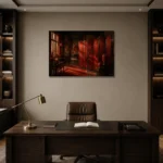 Premium Wall Art Yatay Html Edition – NM3-RED-LO-H-003 displayed in a contemporary gallery-inspired room
