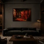 Premium Wall Art Yatay Html Edition – NM3-RED-LO-H-003 shown in a warm modern interior