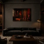 Premium Wall Art Yatay Html Edition – NM3-RED-LO-H-005 shown in a warm modern interior