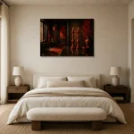 Premium Wall Art Yatay Html Edition – NM3-RED-LO-H-005 showcased in an elegant minimalist interior