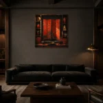 Premium Wall Art Kare Html Edition – NM3-RED-LO-S-003 shown in a warm modern interior