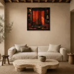 Premium Wall Art Kare Html Edition – NM3-RED-LO-S-003 presented in a sophisticated home setting