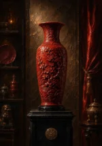 Lacquer Sentinel Tall Cinnabar Vase Red Entryway Wall Art