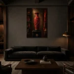 Premium Wall Art Dikey Html Edition – NM3-RED-LO-V-001 shown in a warm modern interior