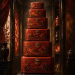 Lacquer Threshold Stacked Lacquer Boxes With Engraved Lids Red Living Room Wall Art