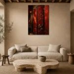 Premium Wall Art Dikey Html Edition – NM3-RED-LO-V-003 presented in a sophisticated home setting