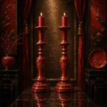 Lacquer Ascent Pair Of Red Candlesticks Red Dining Room Wall Art