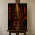 Premium Wall Art Dikey Html Edition – NM3-RED-LO-V-005 displayed on a studio easel