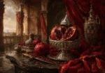 Pomegranate Procession Split Pomegranate Red Kitchen Wall Art