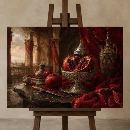 Premium Wall Art Yatay Html Edition – NM3-RED-PR-H-001 displayed on a studio easel