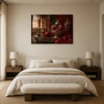 Premium Wall Art Yatay Html Edition – NM3-RED-PR-H-001 showcased in an elegant minimalist interior