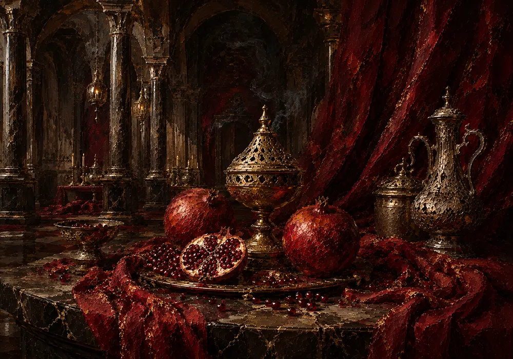 Pomegranate Salon Three Pomegranates Red Dining Room Wall Art