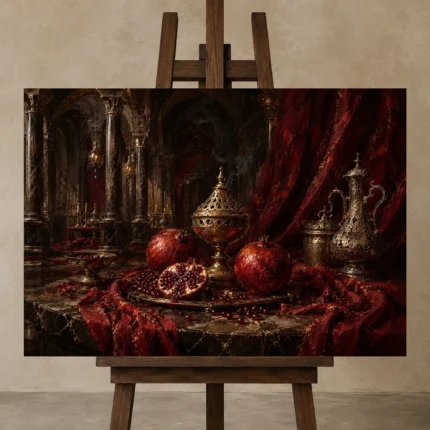 Premium Wall Art Yatay Html Edition – NM3-RED-PR-H-002 displayed on a studio easel