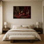 Premium Wall Art Yatay Html Edition – NM3-RED-PR-H-002 showcased in an elegant minimalist interior
