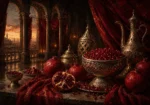 Pomegranate Chronicle Carved Bowl Red Kitchen Wall Art