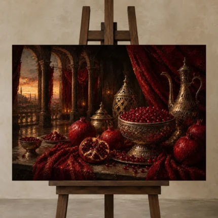 Premium Wall Art Yatay Html Edition – NM3-RED-PR-H-003 displayed on a studio easel