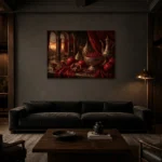 Premium Wall Art Yatay Html Edition – NM3-RED-PR-H-003 shown in a warm modern interior