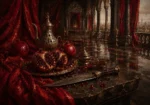 Pomegranate Interlude Ceremonial Knife Red Kitchen Wall Art