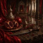 Pomegranate Interlude Ceremonial Knife Red Kitchen Wall Art