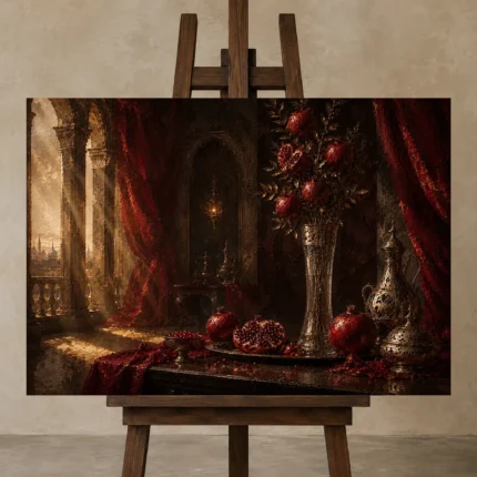 Premium Wall Art Yatay Html Edition – NM3-RED-PR-H-005 displayed on a studio easel