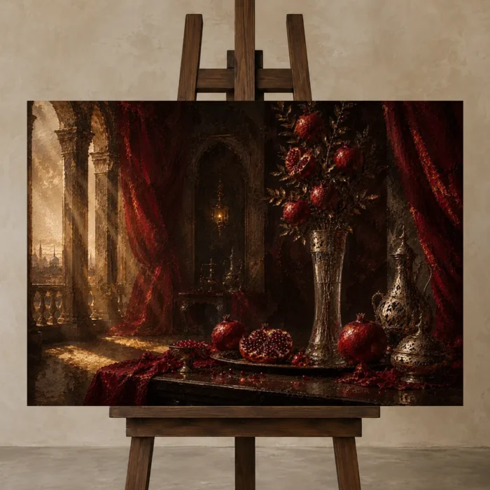 Premium Wall Art Yatay Html Edition – NM3-RED-PR-H-005 displayed on a studio easel