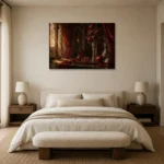 Premium Wall Art Yatay Html Edition – NM3-RED-PR-H-005 showcased in an elegant minimalist interior