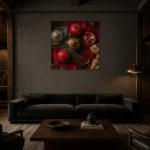 Premium Wall Art Kare Html Edition – NM3-RED-PR-S-002 shown in a warm modern interior