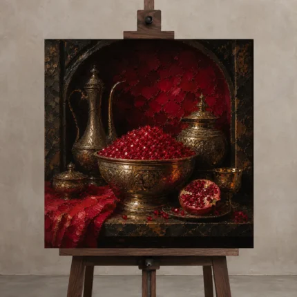 Premium Wall Art Kare Html Edition – NM3-RED-PR-S-003 displayed on a studio easel