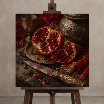 Premium Wall Art Kare Html Edition – NM3-RED-PR-S-004 displayed on a studio easel