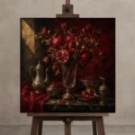 Premium Wall Art Kare Html Edition – NM3-RED-PR-S-005 displayed on a studio easel