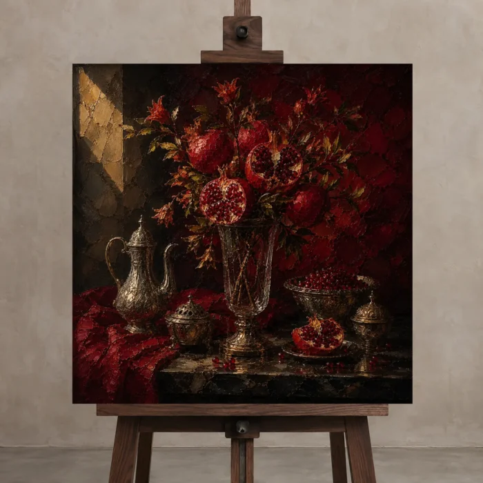 Premium Wall Art Kare Html Edition – NM3-RED-PR-S-005 displayed on a studio easel