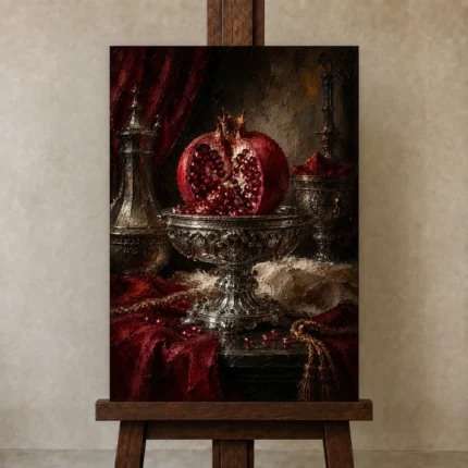 Premium Wall Art Dikey Html Edition – NM3-RED-PR-V-001 displayed on a studio easel