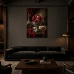 Premium Wall Art Dikey Html Edition – NM3-RED-PR-V-001 shown in a warm modern interior