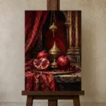 Premium Wall Art Dikey Html Edition – NM3-RED-PR-V-002 displayed on a studio easel
