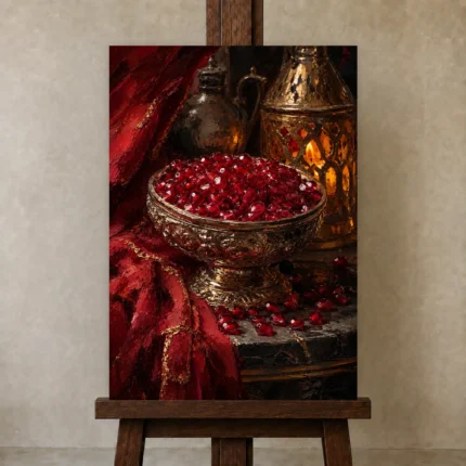 Premium Wall Art Dikey Html Edition – NM3-RED-PR-V-003 displayed on a studio easel