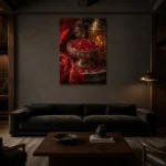 Premium Wall Art Dikey Html Edition – NM3-RED-PR-V-003 shown in a warm modern interior