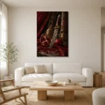 Premium Wall Art Dikey Html Edition – NM3-RED-PR-V-004 styled in a refined neutral interior