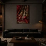 Premium Wall Art Dikey Html Edition – NM3-RED-PR-V-004 shown in a warm modern interior