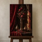 Premium Wall Art Dikey Html Edition – NM3-RED-PR-V-005 displayed on a studio easel