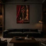 Premium Wall Art Dikey Html Edition – NM3-RED-PR-V-005 shown in a warm modern interior