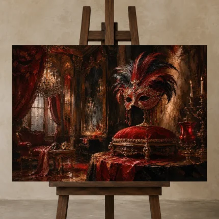 Premium Wall Art Yatay Html Edition – NM3-RED-SM-H-001 displayed on a studio easel