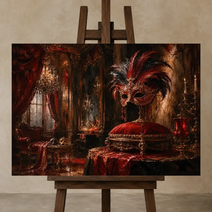 Premium Wall Art Yatay Html Edition – NM3-RED-SM-H-001 displayed on a studio easel